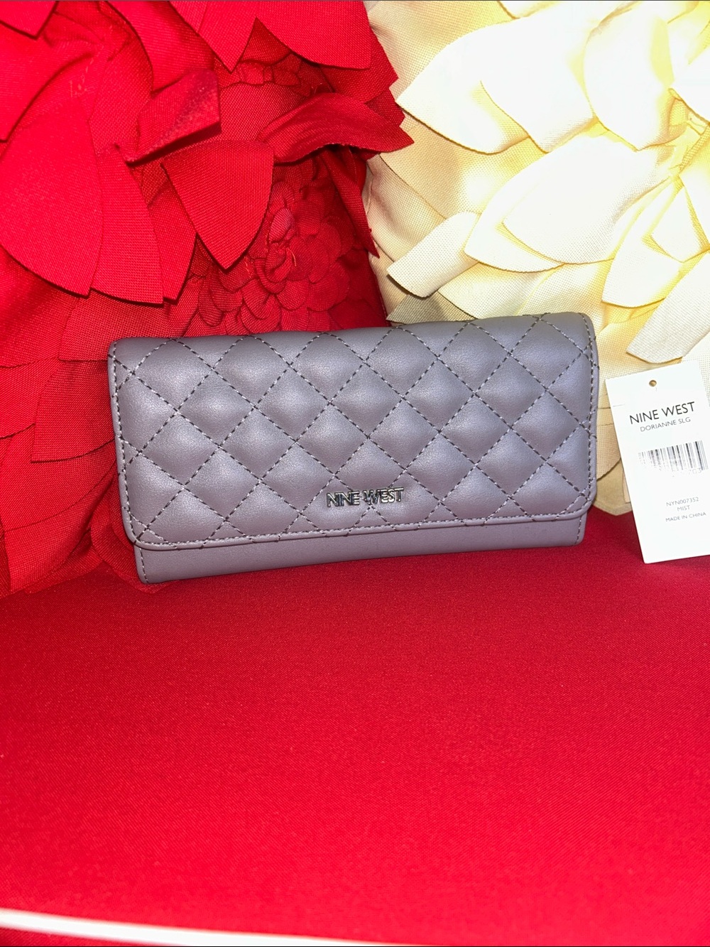 Nine West Quilted Light Gray Women's Wallet 8x5in